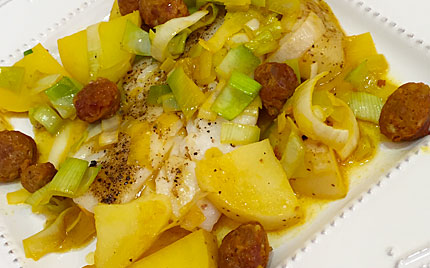 Cod with Chorizo and Potatoes