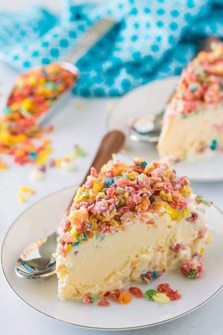 Homemade Fruity Pebble Ice Cream Cake