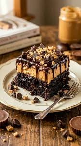 Peanut Butter Chocolate Poke Cake