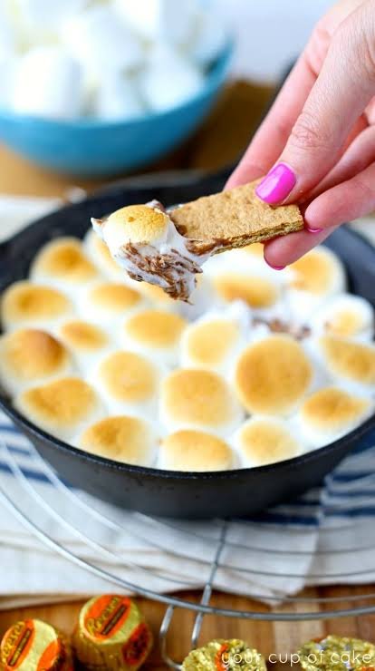 Reeses Peanut Butter Cup Smores Dip.