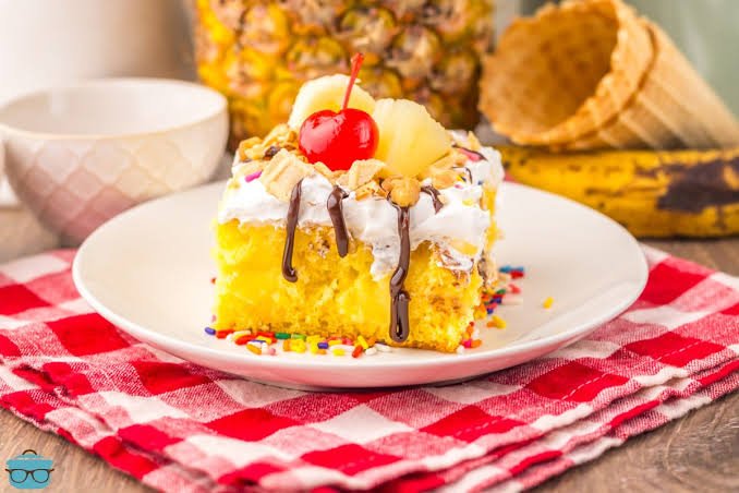 Banana Split Poke Cake Recipe.