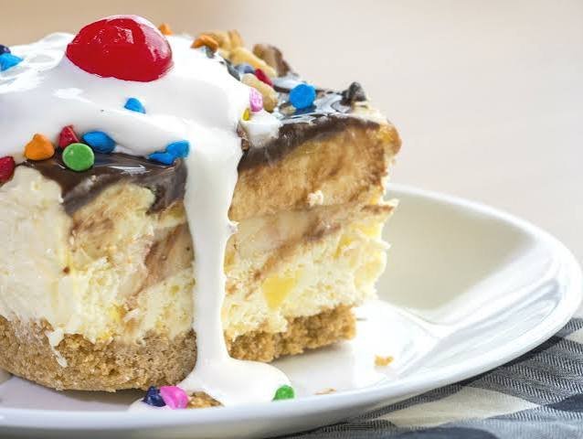 Banana Split Smores Ice Cream Cake