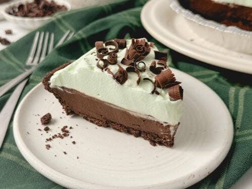 Brownie Bottom Mint Chip Mousse Pie.