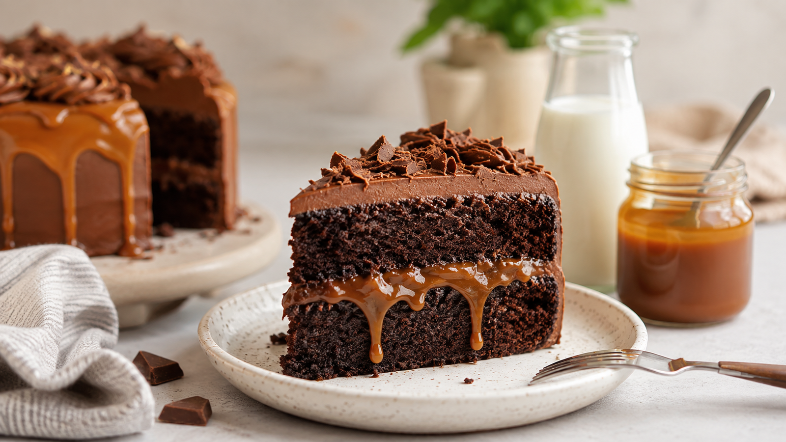 Caramel Hot Chocolate Brownie Mousse Cake