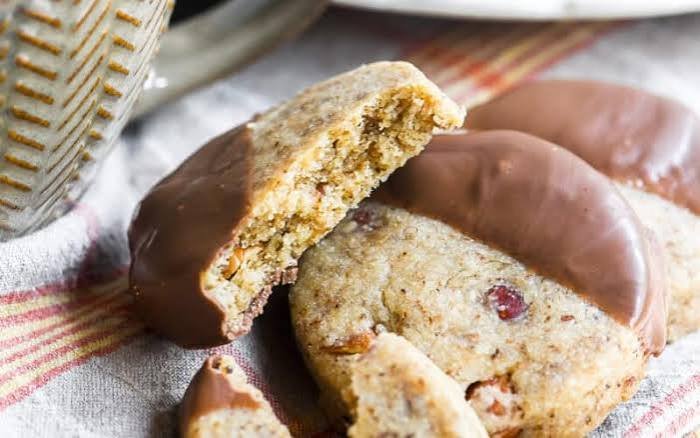 Chocolate Dipped Espresso Shortbread Cookies