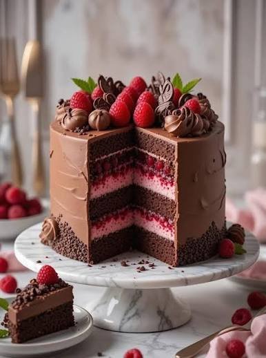 No Bake Raspberry Chocolate Mousse Cake