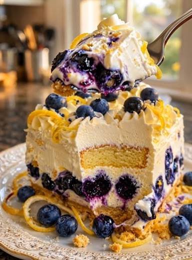No Bake Blueberry Lemon Cheesecake Icebox Cake