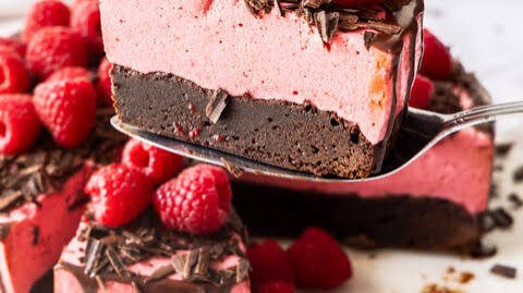 No Bake Raspberry Chocolate Mousse Cake