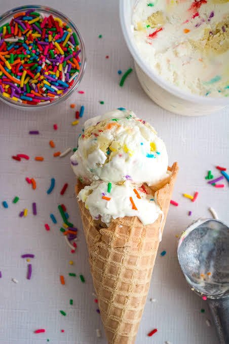No Churn Cake Batter Cookie Dough Ice Cream