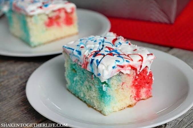 Patriotic Red White And Blue Poke Cake