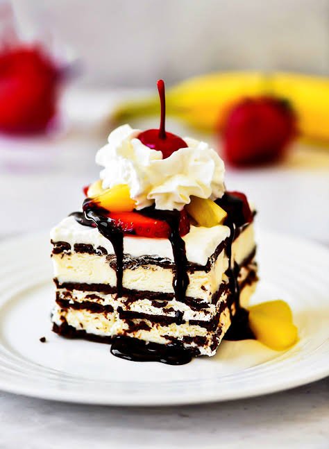 Banana Split Smores Ice Cream Cake