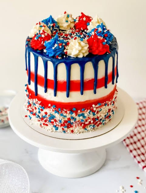 Festive Red White and Blue Cake Made Easy